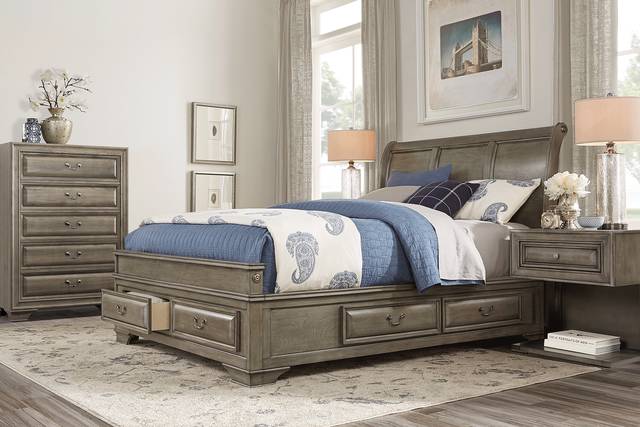 Mill Valley II Gray 5 Pc Queen Sleigh Bedroom with Storage - Thumbnail - Image 1