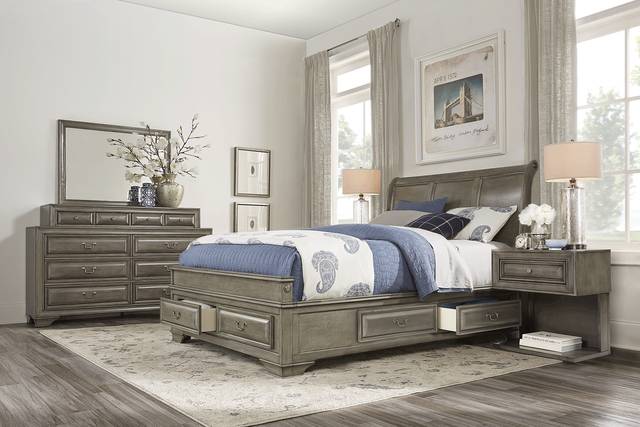 Mill Valley II Gray 5 Pc Queen Sleigh Bedroom with Storage - Thumbnail - Image 1
