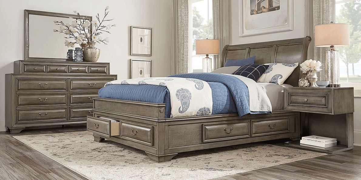 Mill Valley II 7 Pc Dark Gray Queen Bedroom Set With Dresser, Mirror, 3 ...