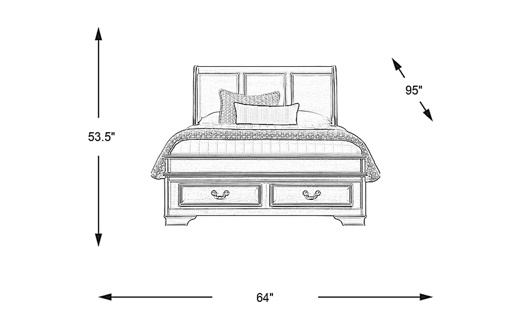 Mill Valley II White 3 Pc Queen Sleigh Bed with Storage