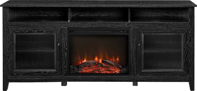 Millbrad Black 70 in. Console, With Electric Fireplace - Thumbnail - Image 1