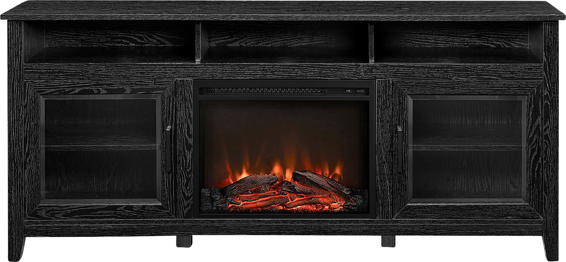 Millbrad Black 70 in. Console, With Electric Fireplace - Image 1