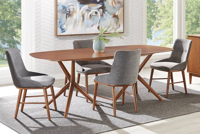Millbrook Point Walnut 6 Pc Dining Room with Gray Chairs - Thumbnail - Image 1