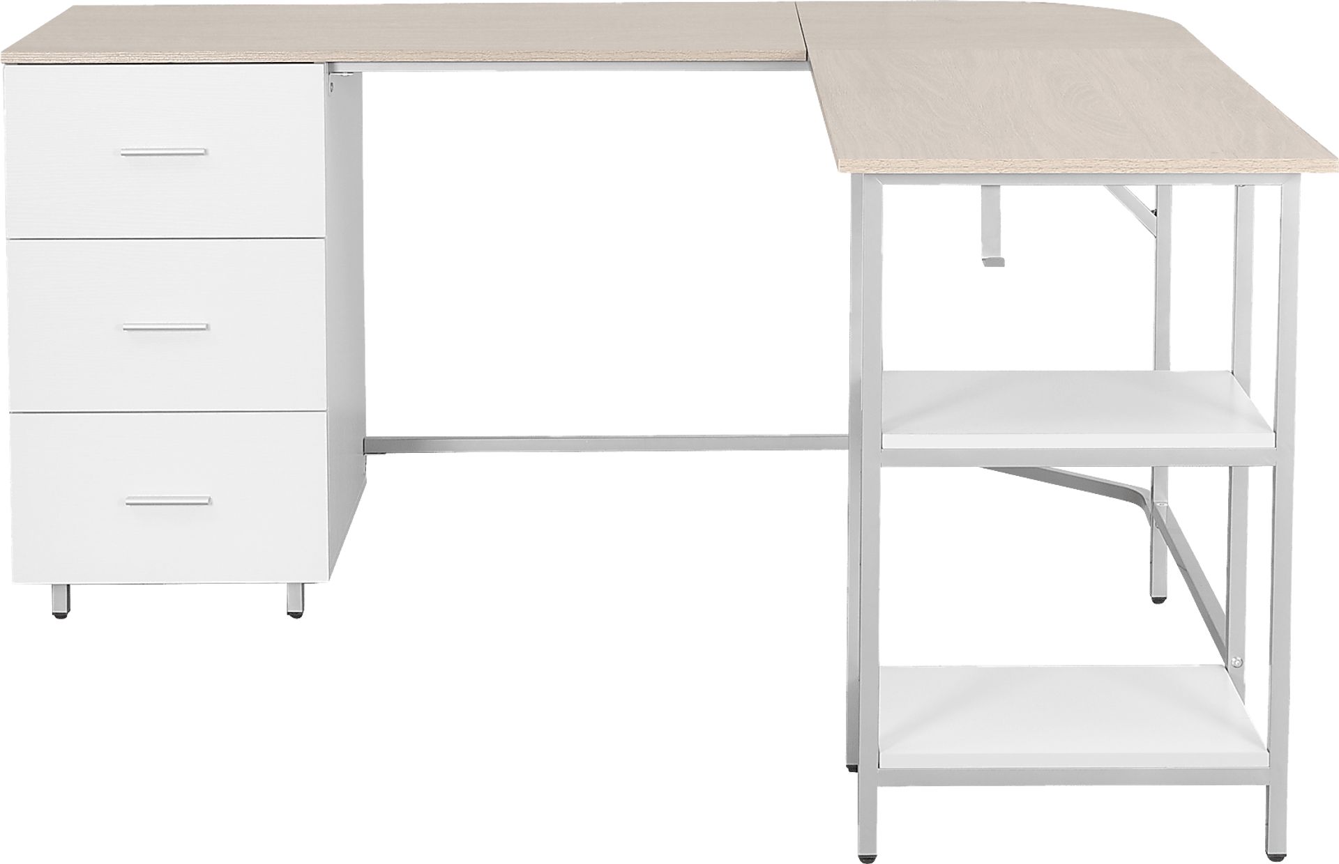 Milldes Beige L-Shaped Storage Desk - Image 6