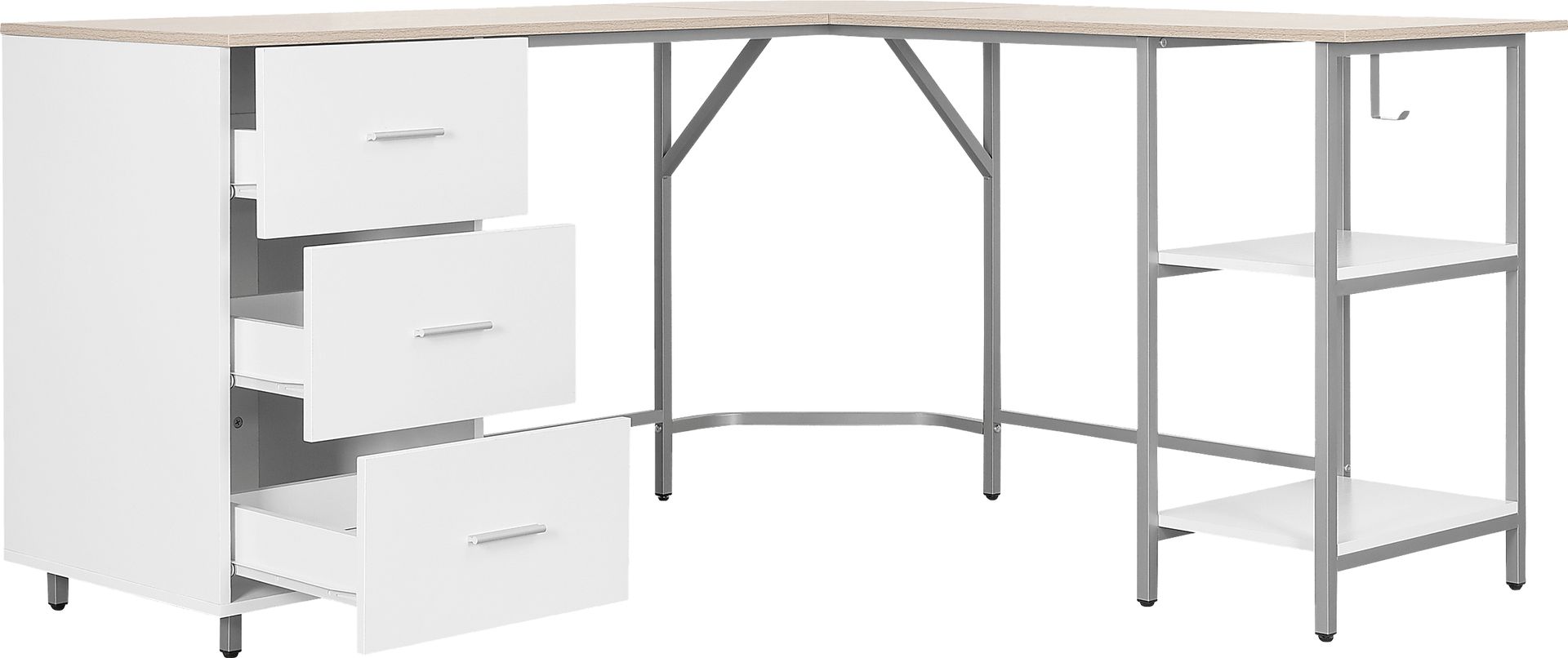 Milldes Beige L-Shaped Storage Desk - Image 8