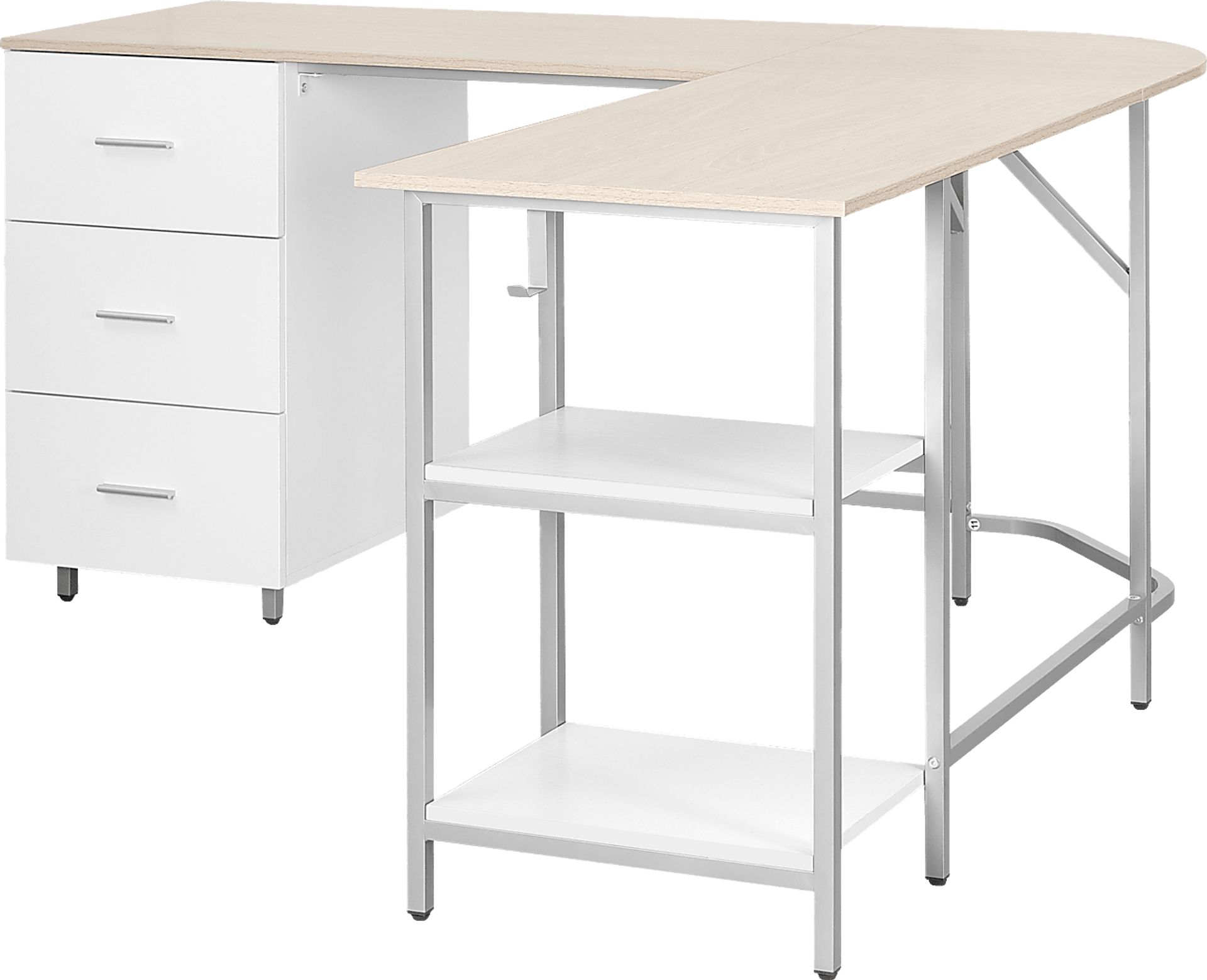 Milldes Beige L-Shaped Storage Desk - Image 9