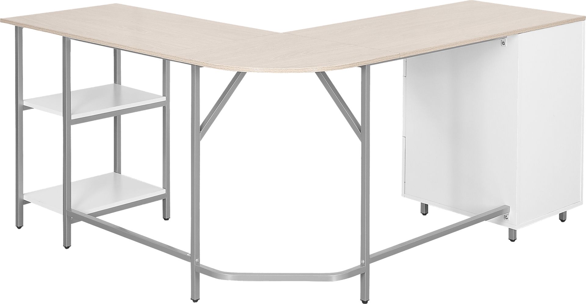 Milldes Beige L-Shaped Storage Desk - Image 10