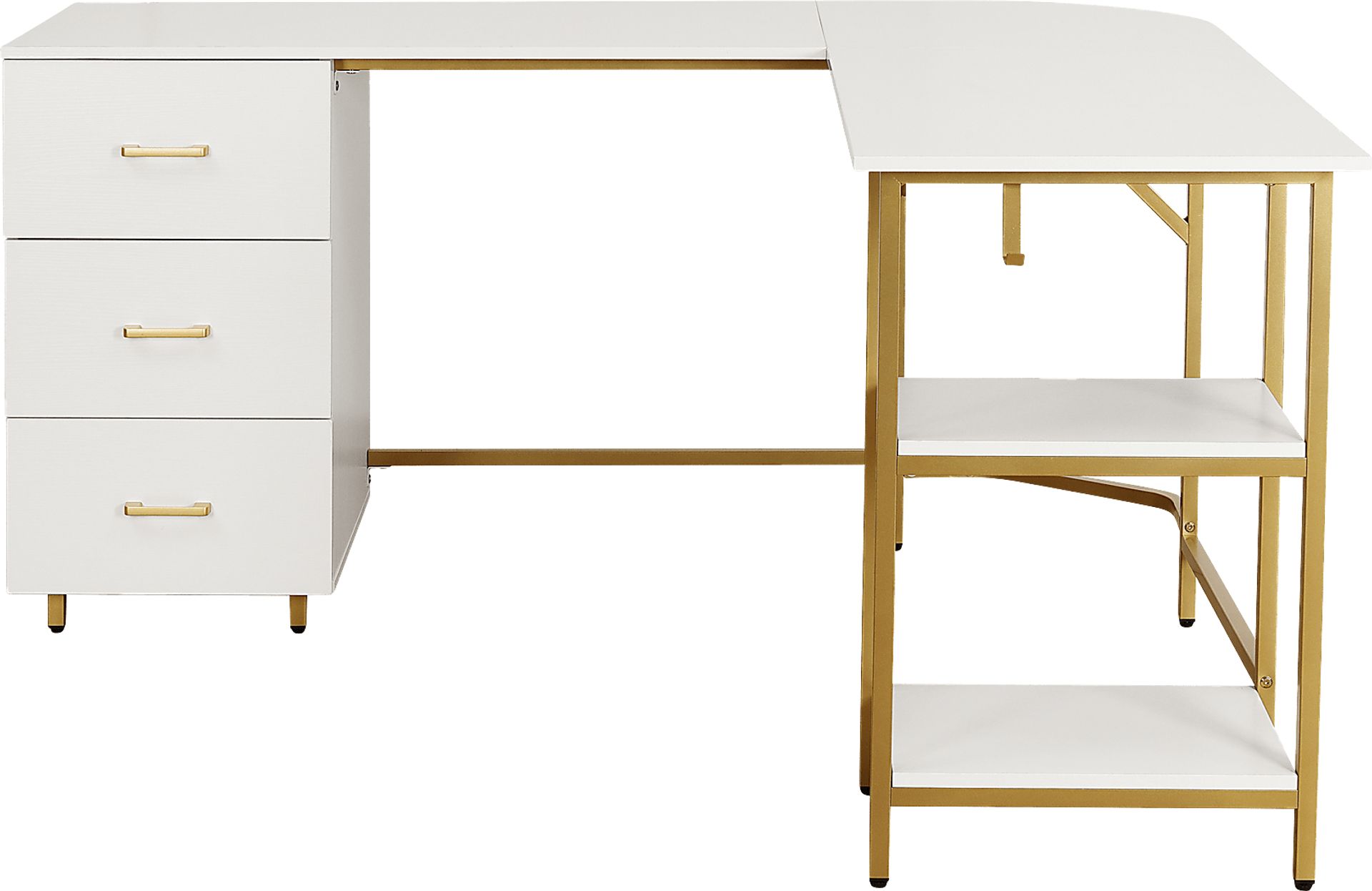 Milldes Gold L-Shaped Storage Desk - Image 6