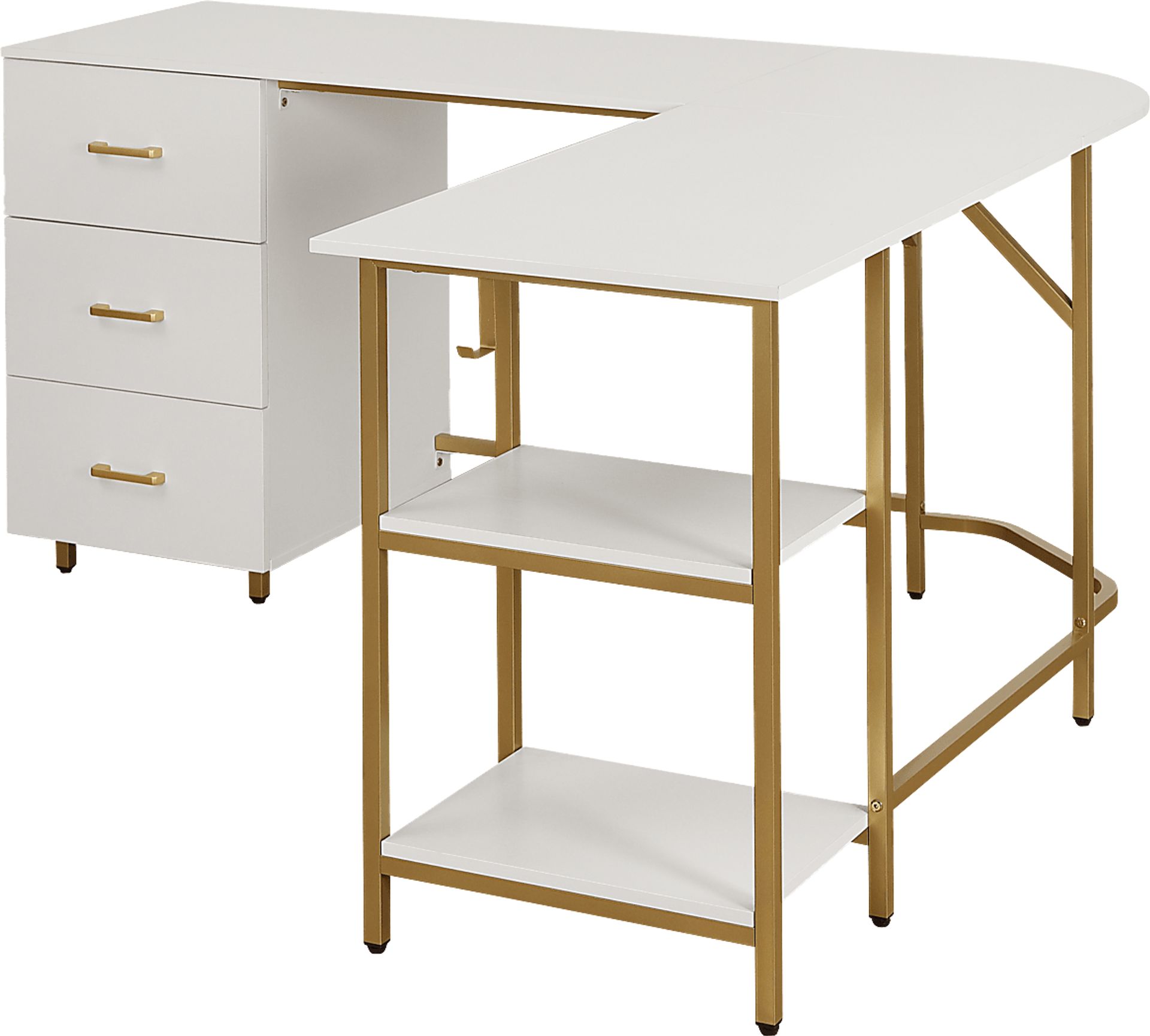 Milldes Gold L-Shaped Storage Desk - Image 7