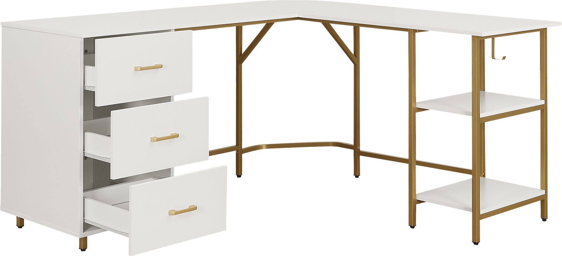 Milldes Gold L-Shaped Storage Desk - Image 8