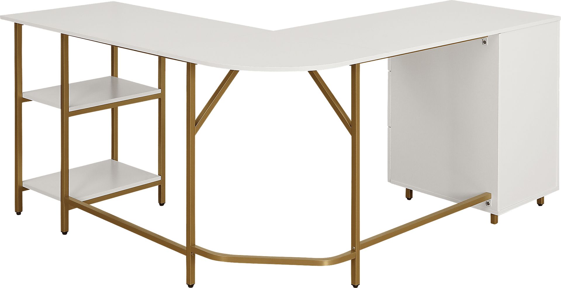 Milldes Gold L-Shaped Storage Desk - Image 9