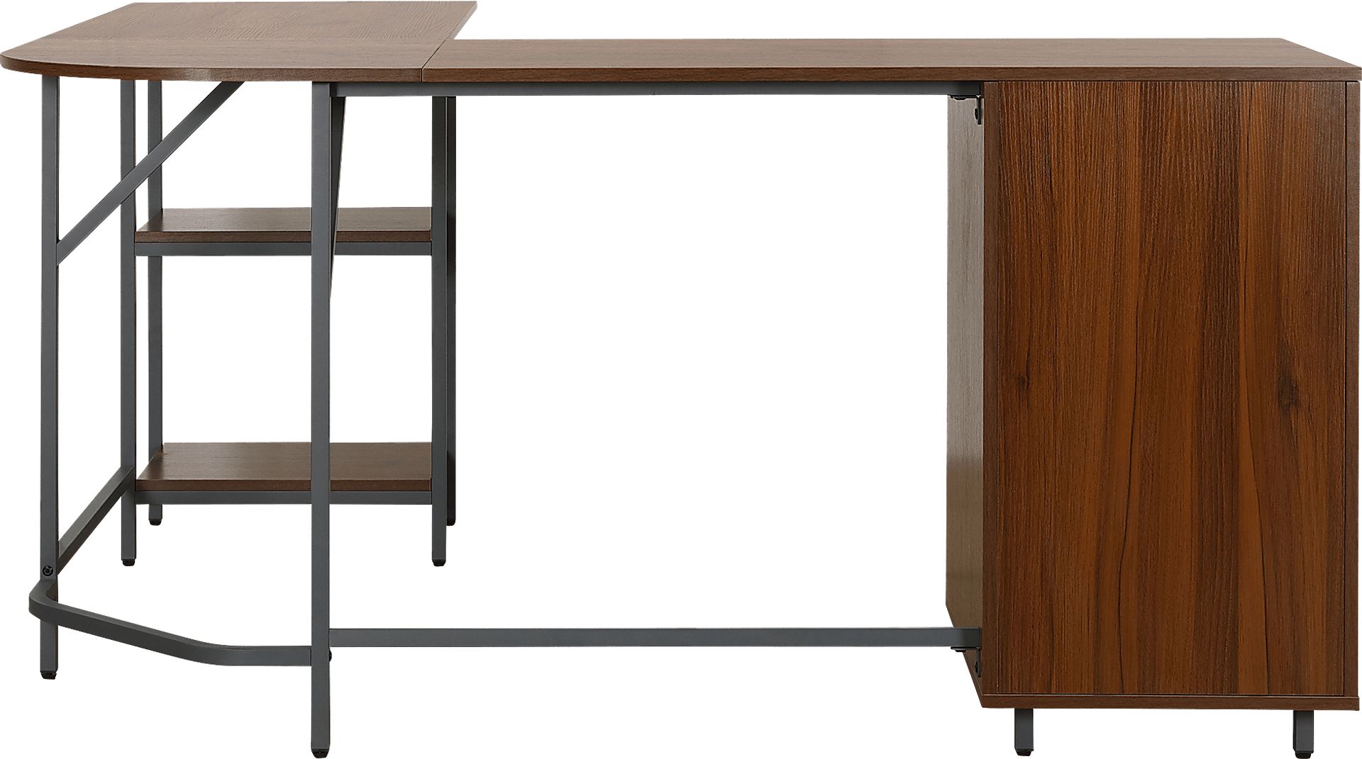 Milldes Walnut L-Shaped Storage Desk - Image 11