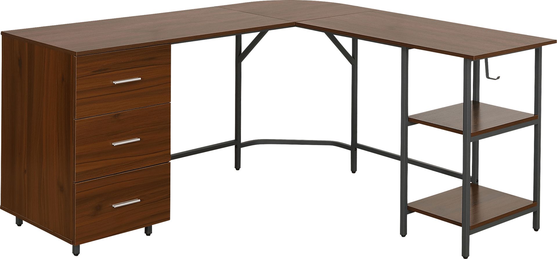 Milldes Walnut L-Shaped Storage Desk - Image 5