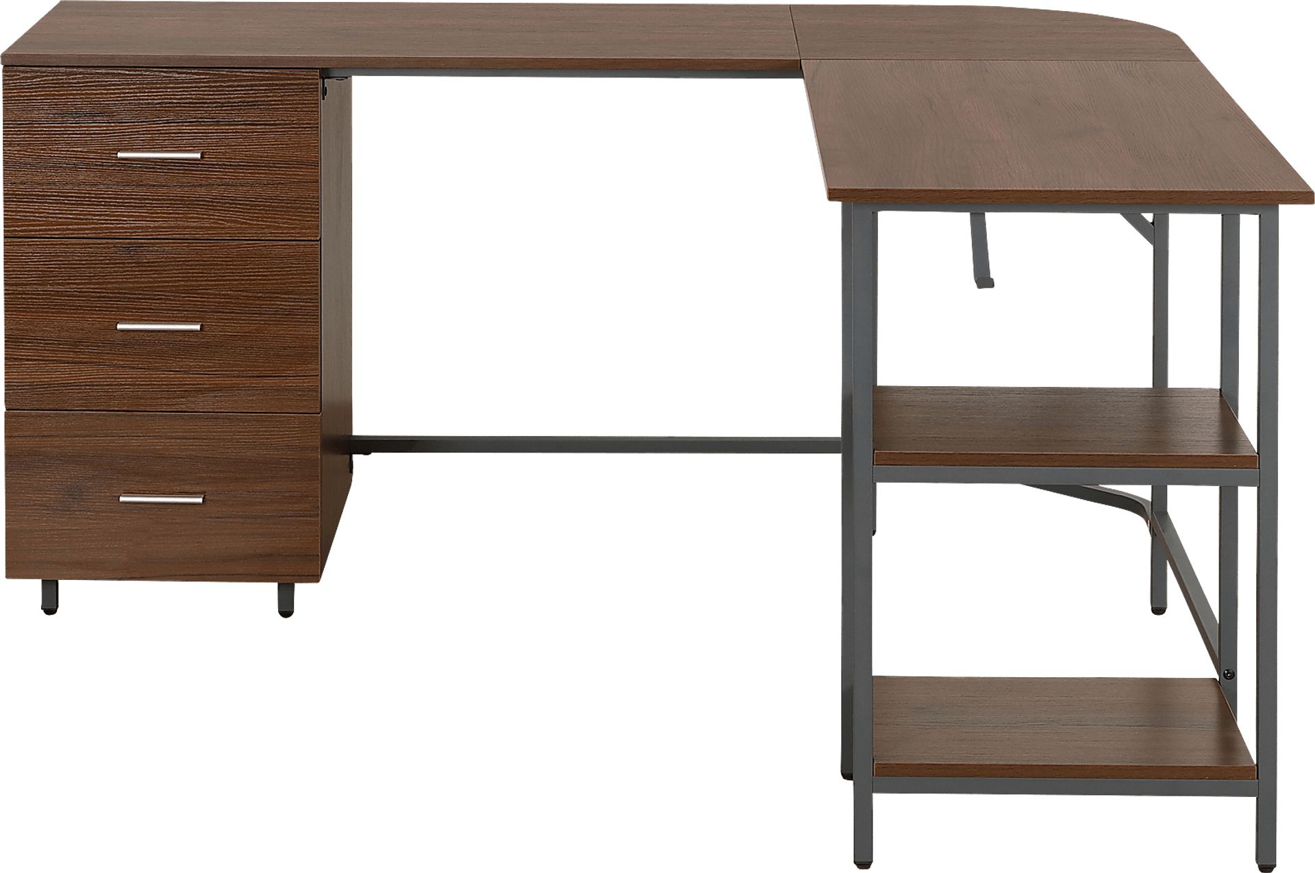 Milldes Walnut L-Shaped Storage Desk - Image 6