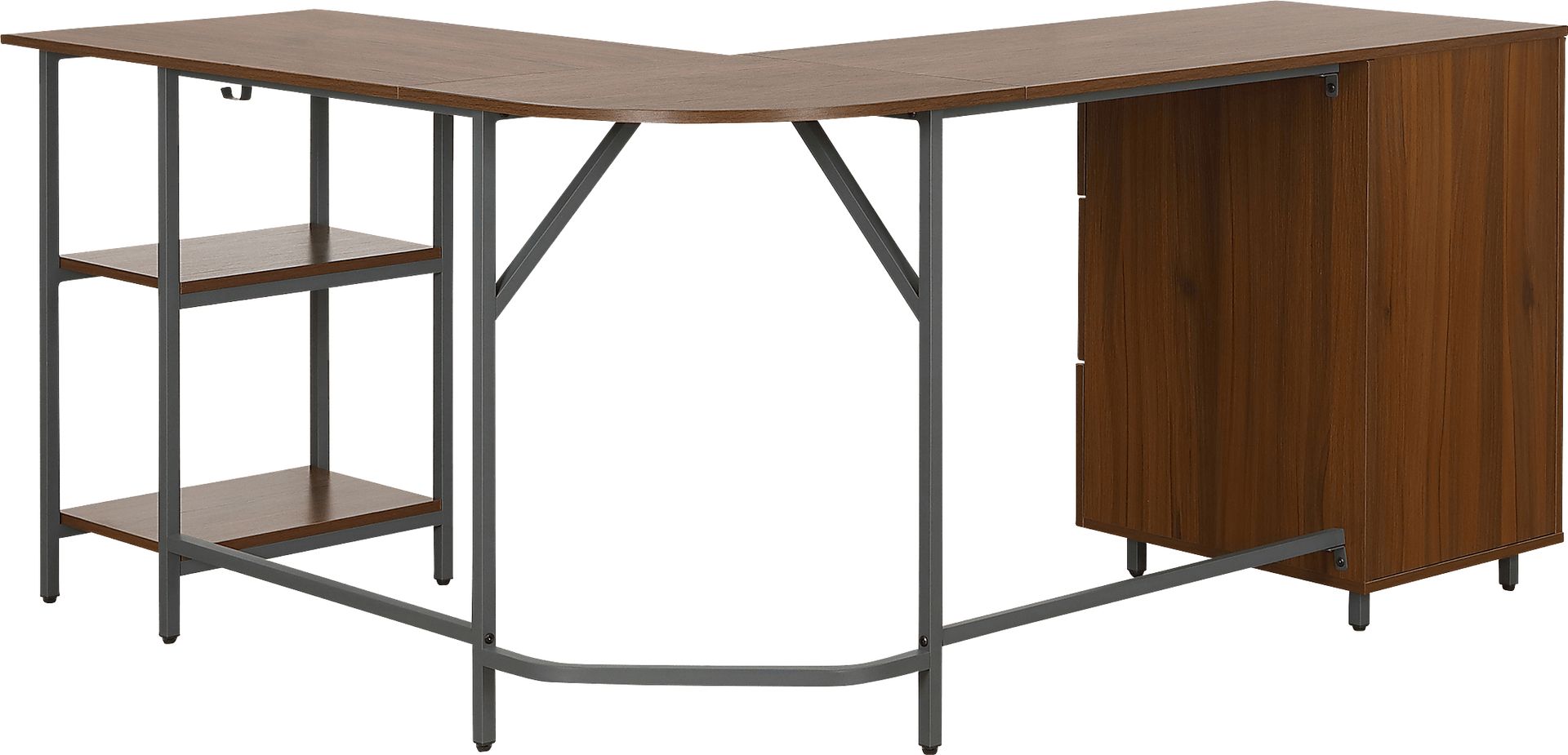 Milldes Walnut L-Shaped Storage Desk - Image 7