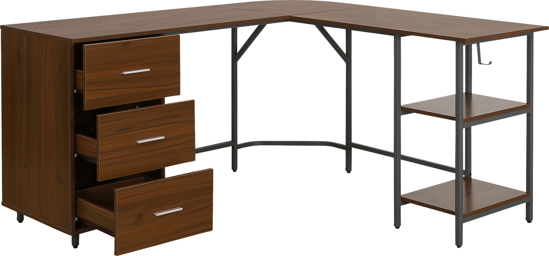 Milldes Walnut L-Shaped Storage Desk - Image 8