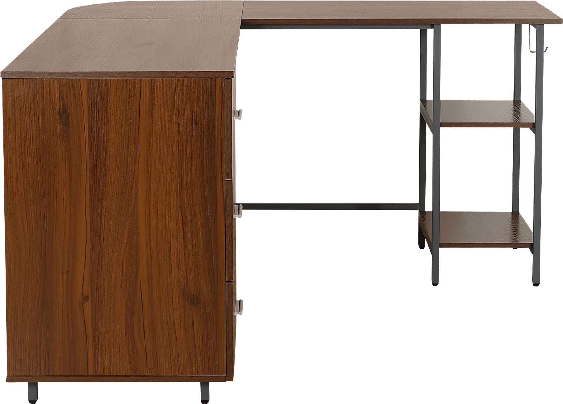 Milldes Walnut L-Shaped Storage Desk - Image 9