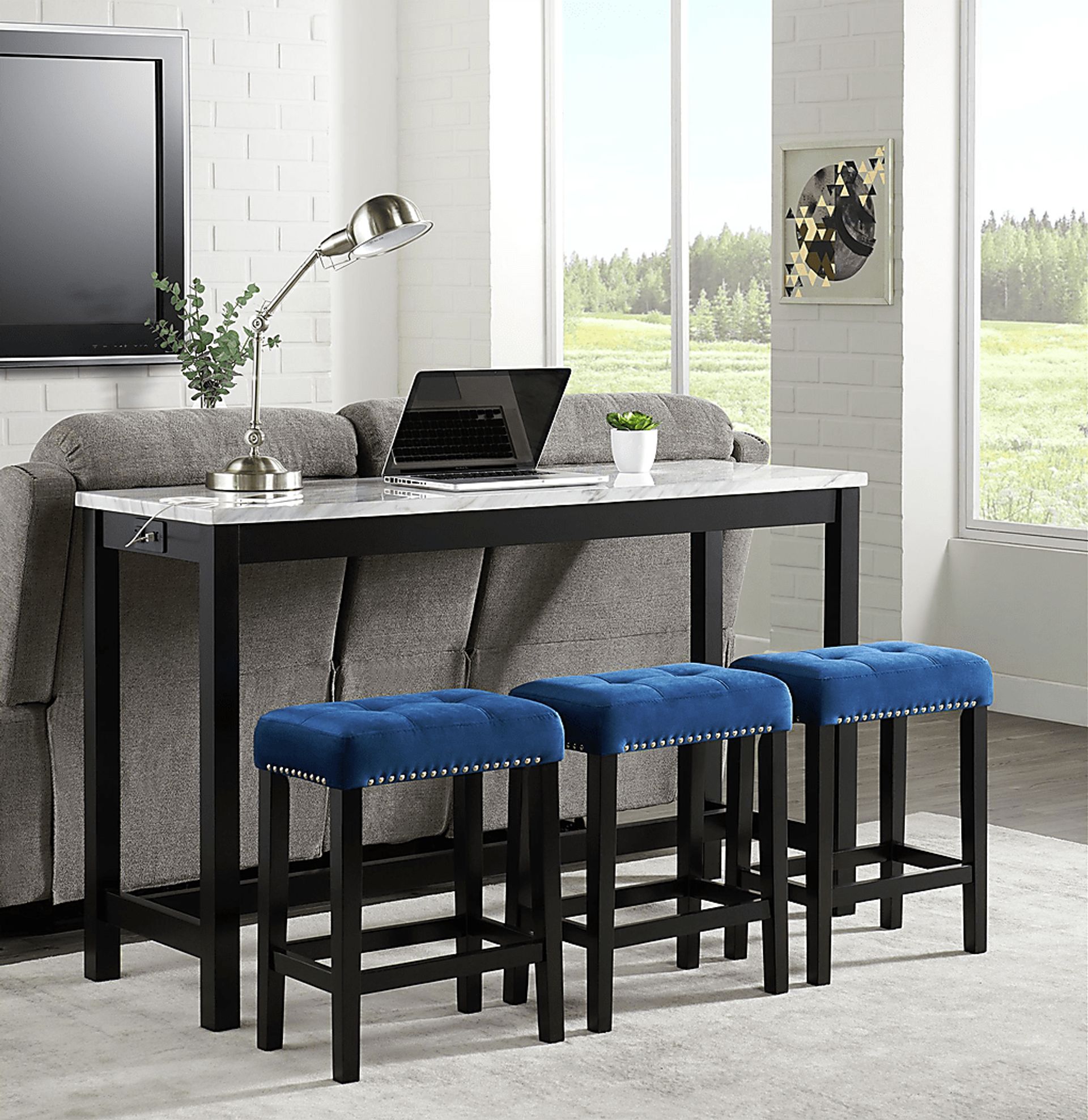 Millpond White Bar Table with Stools - Image 2