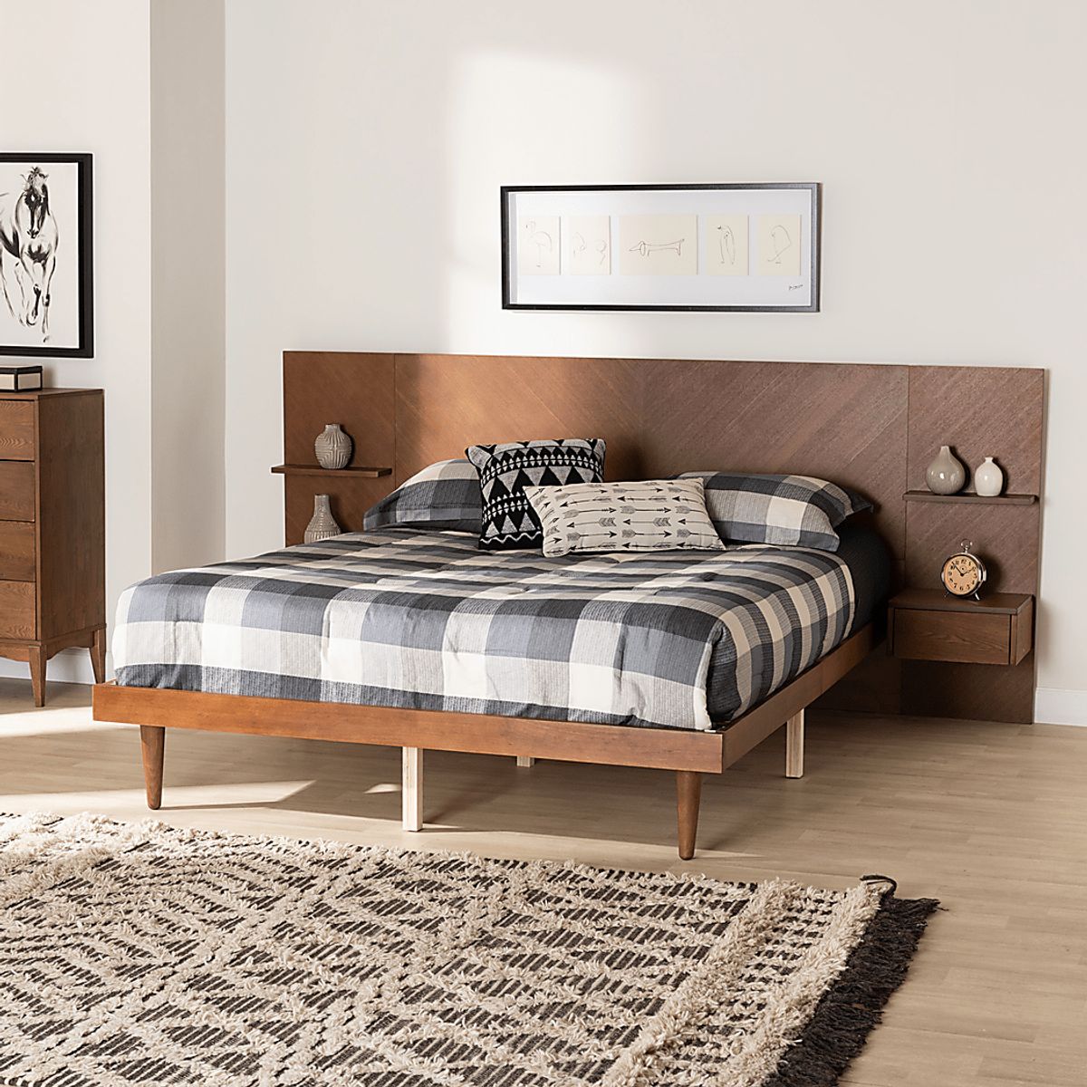 Mimbrera Walnut Brown Queen Bed With Nightstands Rooms to Go
