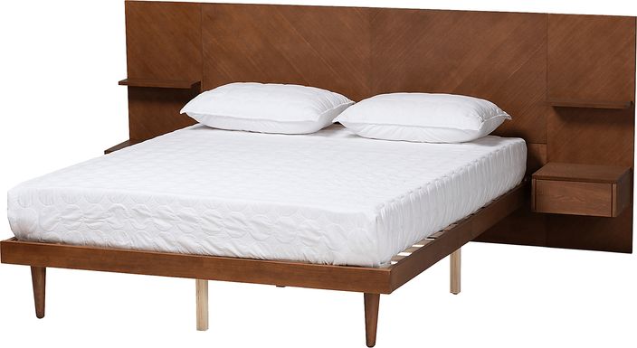 Mimbrera Walnut Queen Bed with Nightstands