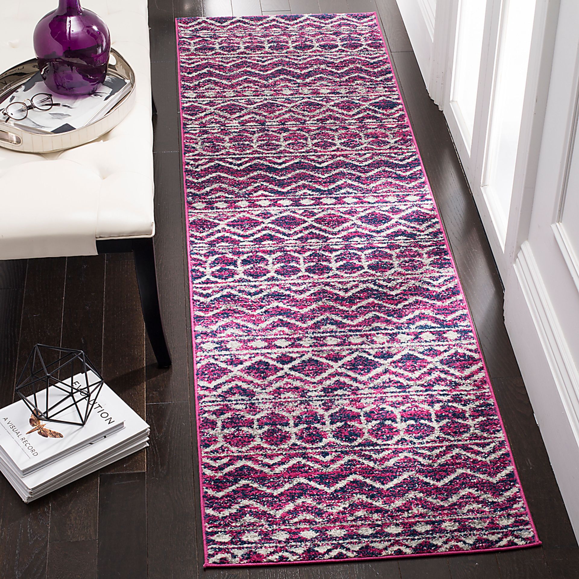 Mindon Town Fuchsia 2'3 x 8' Runner Rug - Image 3
