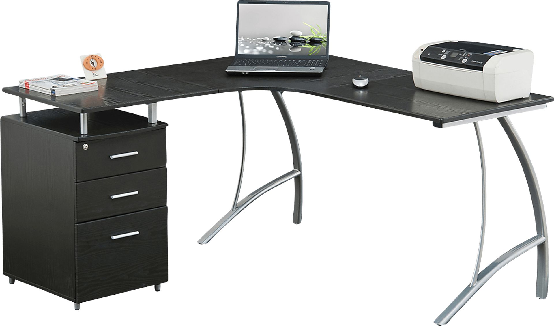 Minicier Brown L-Shaped Storage Desk - Image 8