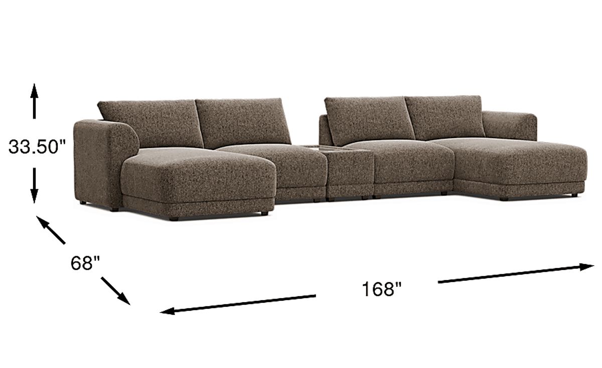 Drew & Jonathan Modularfour Mink Brown Chenille Fabric 5pc With