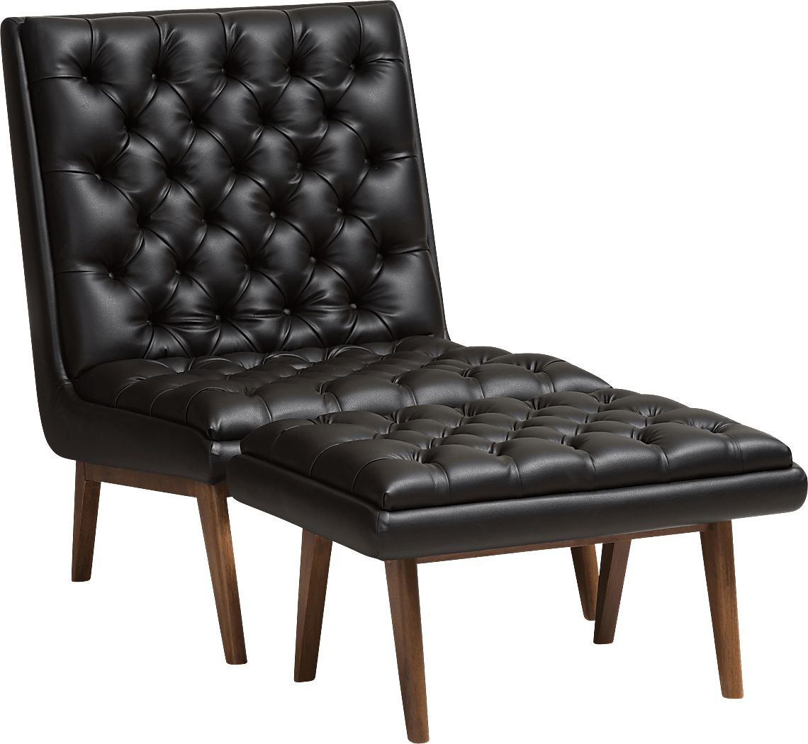 Minneha Black Accent Chair and Ottoman