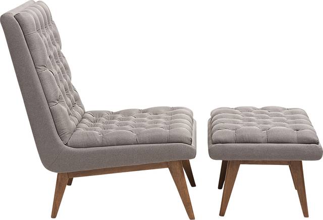 Minneha Gray Accent Chair and Ottoman - Thumbnail - Image 3