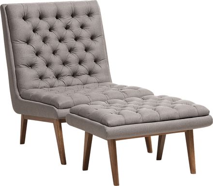 Minneha Gray Accent Chair and Ottoman