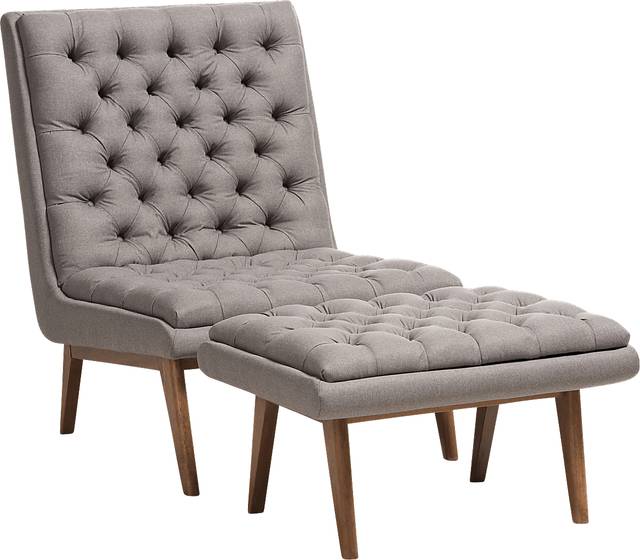 Minneha Gray Accent Chair and Ottoman - Thumbnail - Image 1