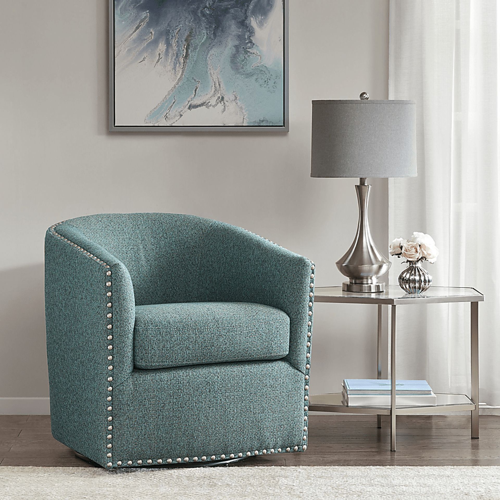 Minturn Teal Accent Swivel Chair - Image 5