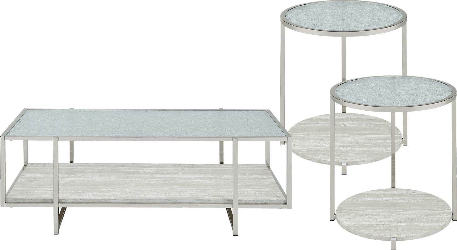 Mirage Silver 3 Pc Table Set
