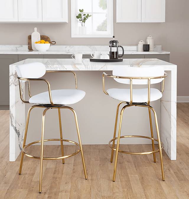 Mirahill I White Counter Height Stool, Set of 2 - Thumbnail - Image 2
