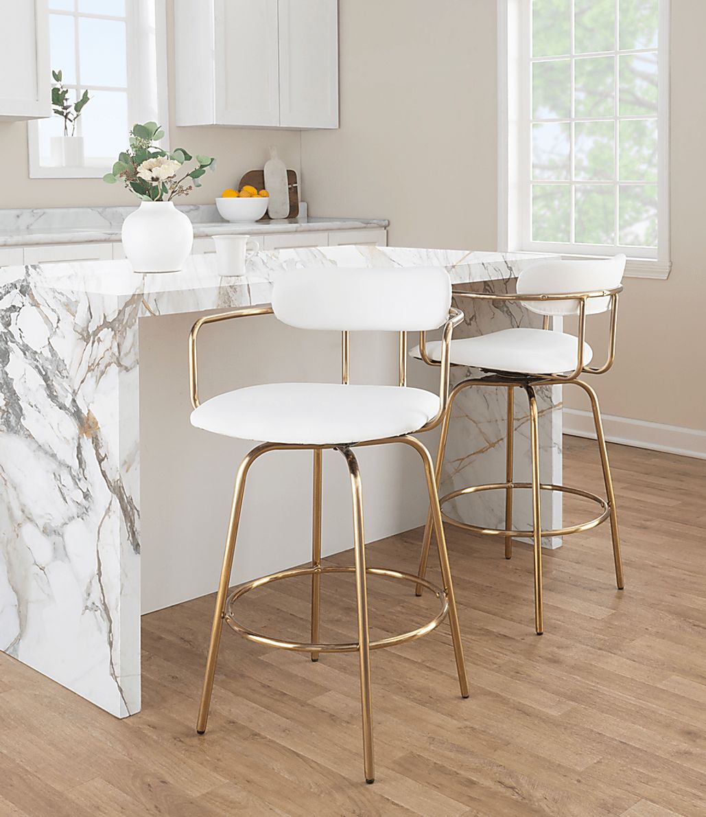 Mirahill I White Counter Height Stool, Set of 2