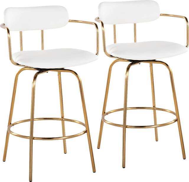 Mirahill I White Counter Height Stool, Set of 2 - Thumbnail - Image 1