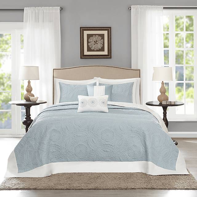 Miral Blue 5 Pc King Bed Sheet Set - Thumbnail - Image 1