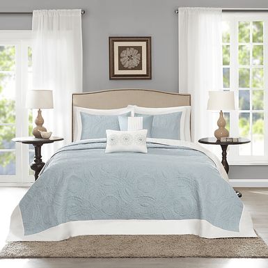 Miral Blue 5 Pc Queen Bed Sheet Set
