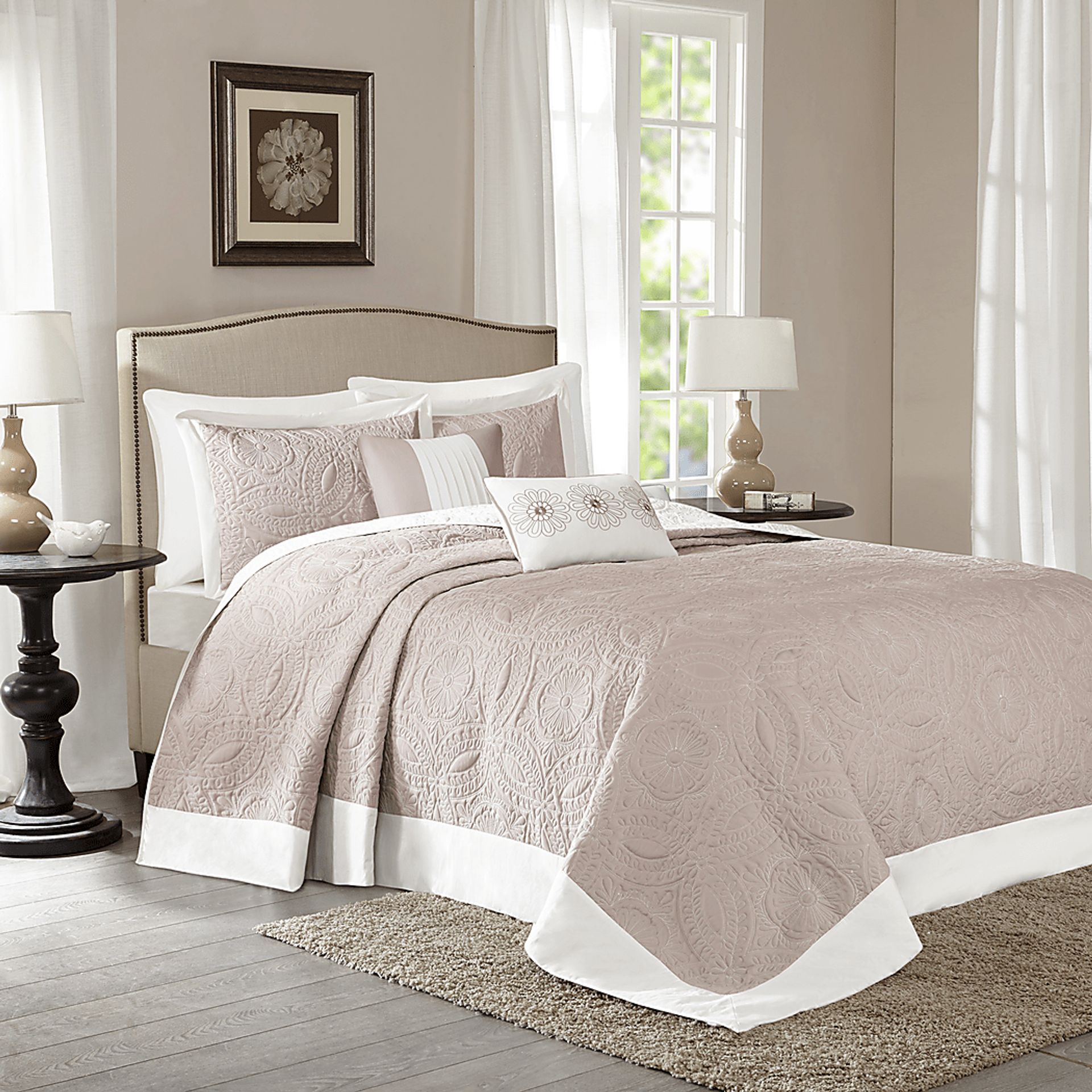 Miral Khaki 5 Pc Queen Bedspread Set - Image 2