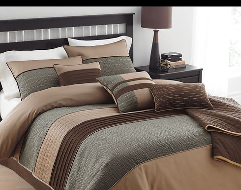 Mirdul Brown 7 Pc Queen Comforter Set