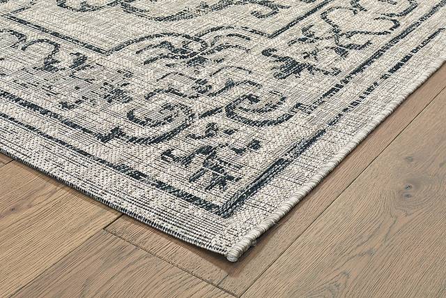 Mirele Black 7' x 5' Indoor/Outdoor Rug - Thumbnail - Image 2