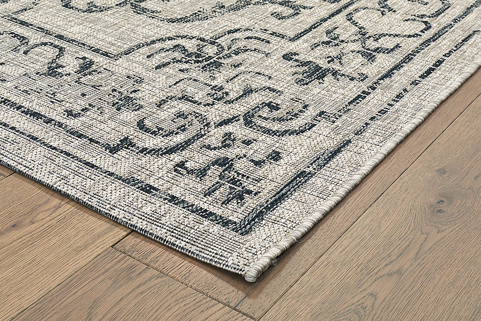 Mirele Black 7' x 5' Indoor/Outdoor Rug - Image 2