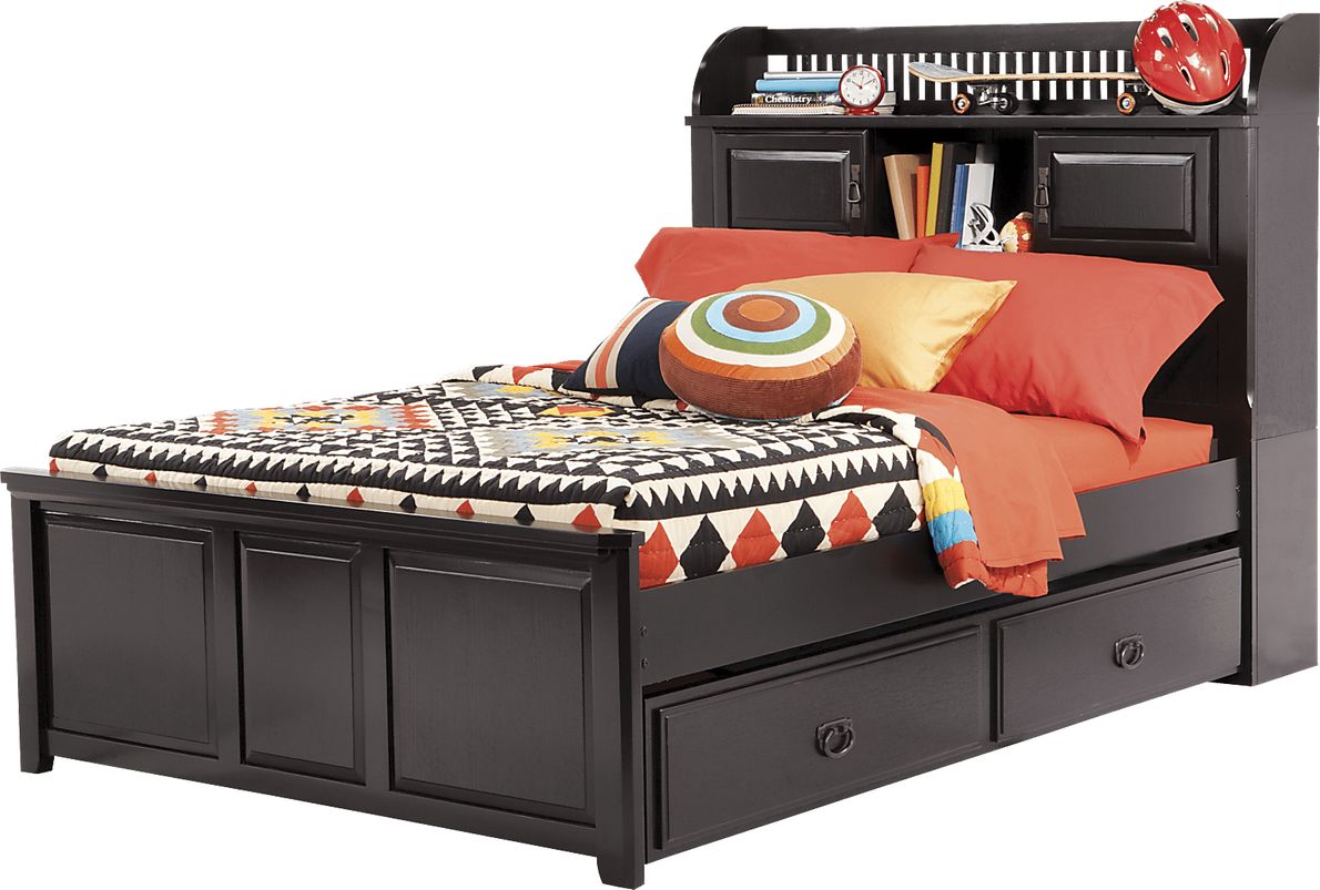 Full Bed with Trundle, Full Size Platform Bed with Bookcase