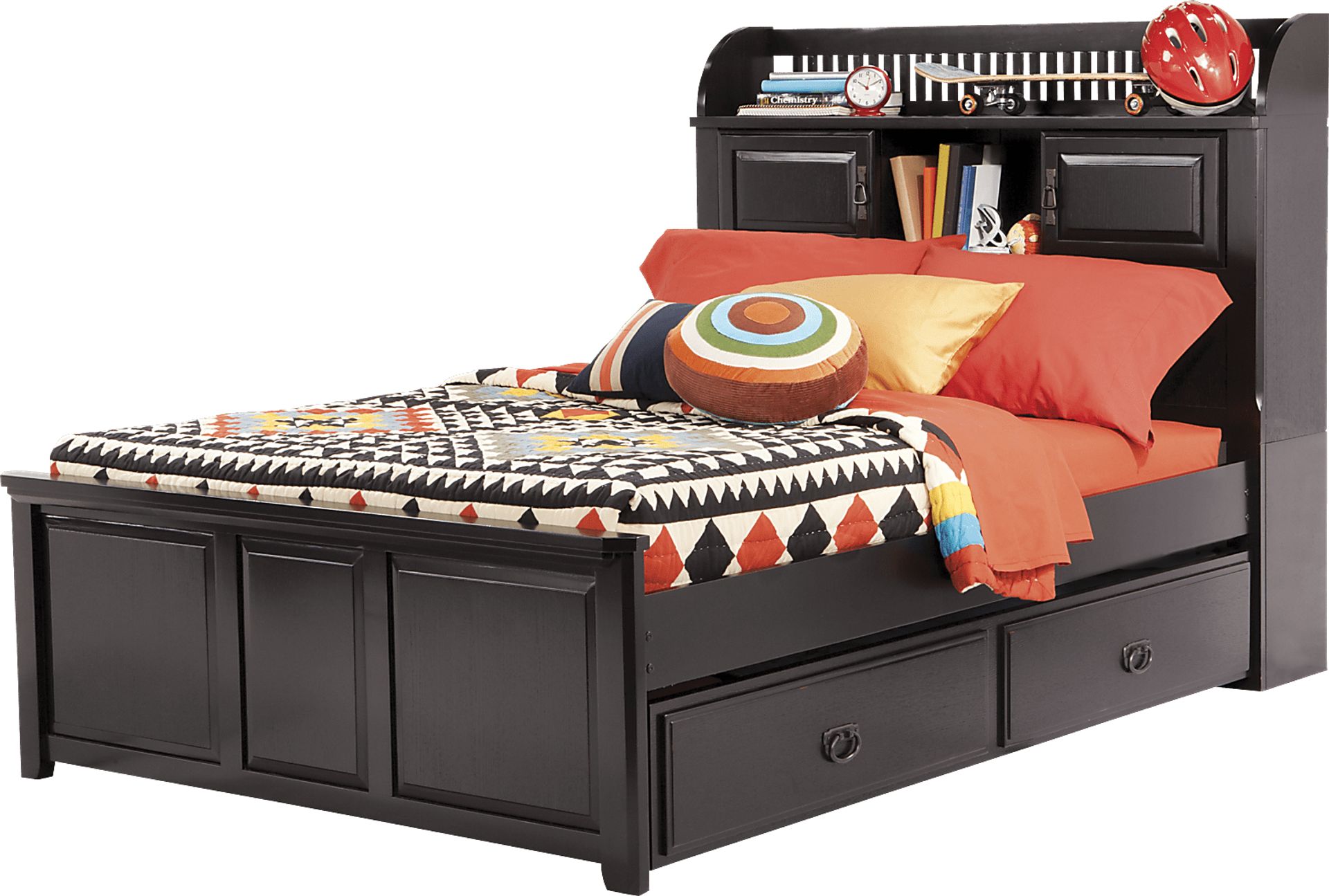 Mission Black 4 Pc Twin Bookcase Bed w/Trundle - Image 1