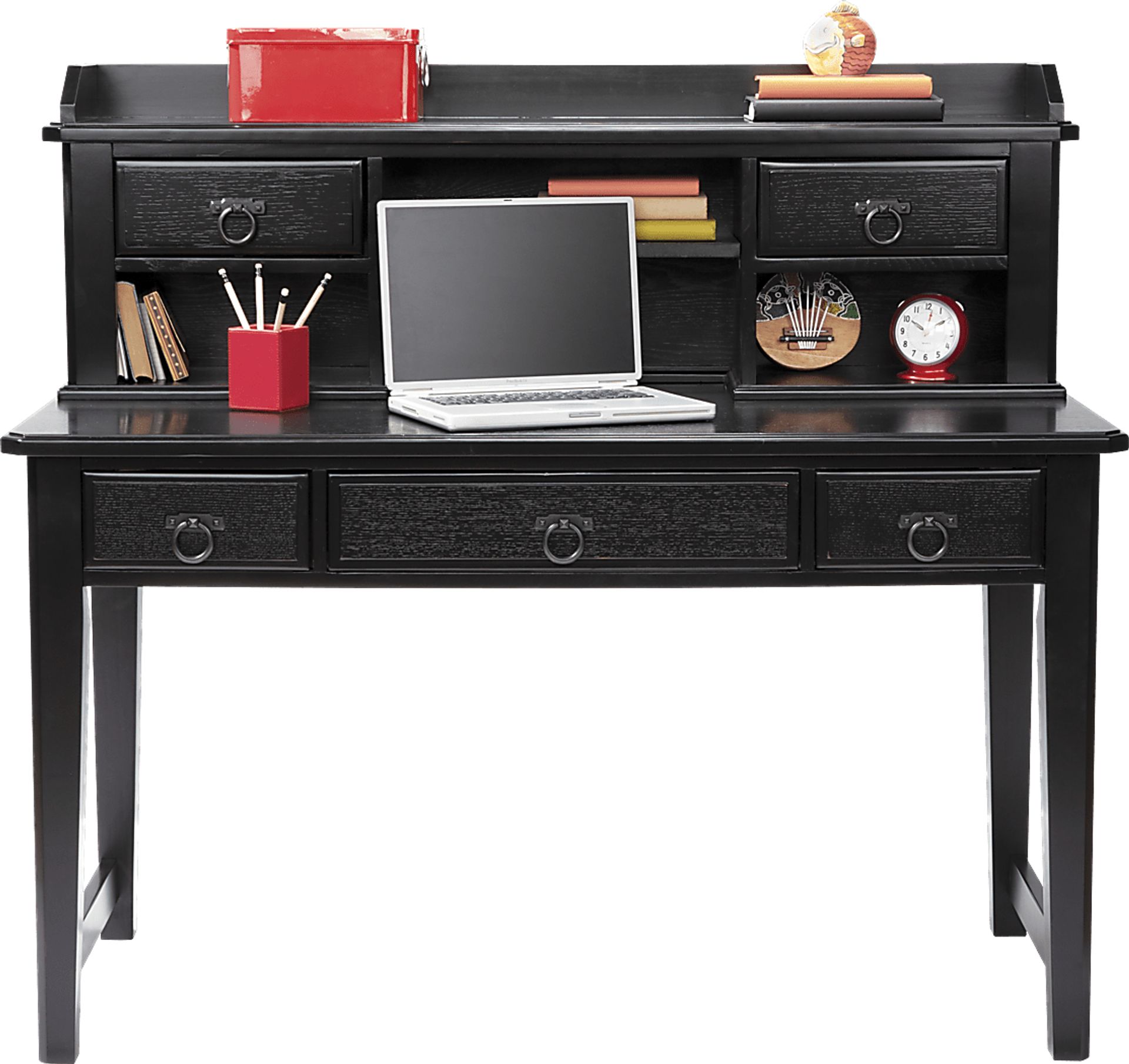 Mission Black Desk and Hutch - Image 1