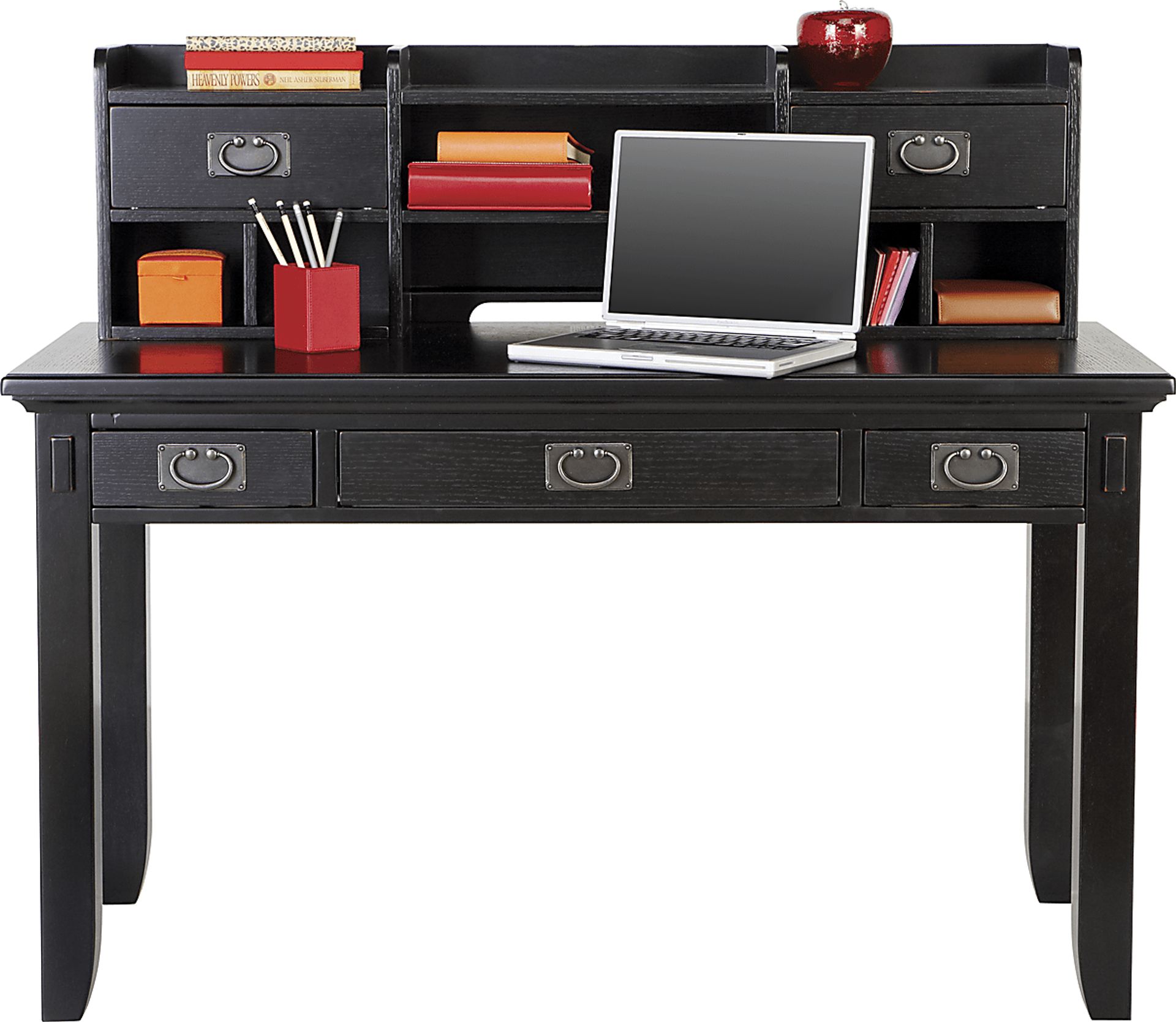Mission Black Desk and Hutch - Image 1