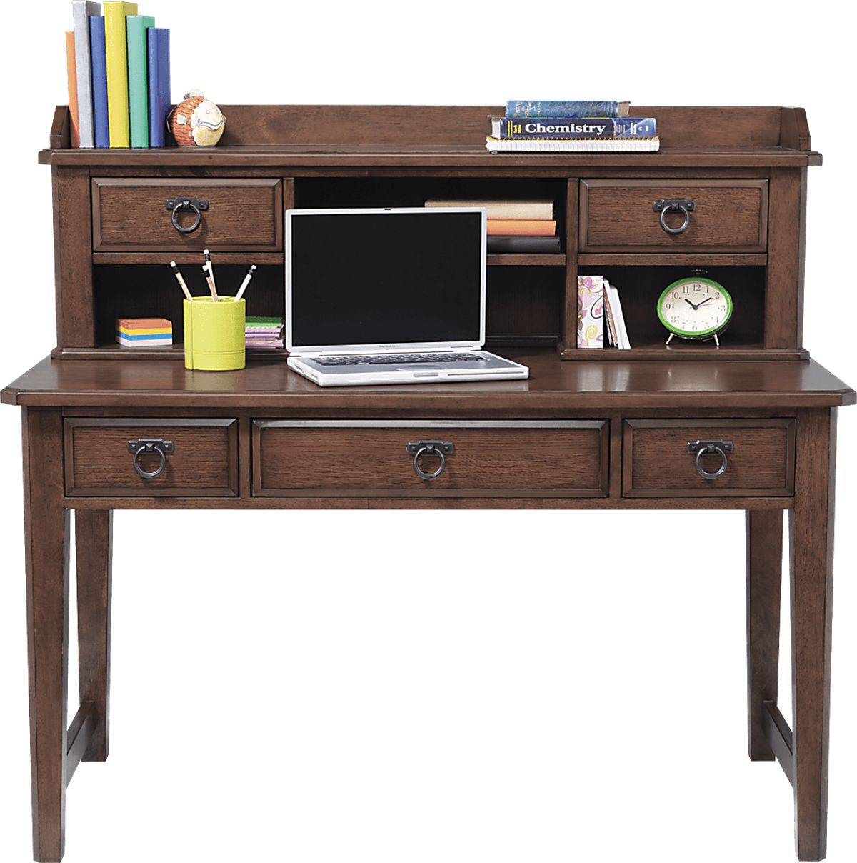 Mission Dark Oak Wood Desk & Hutch | Rooms to Go