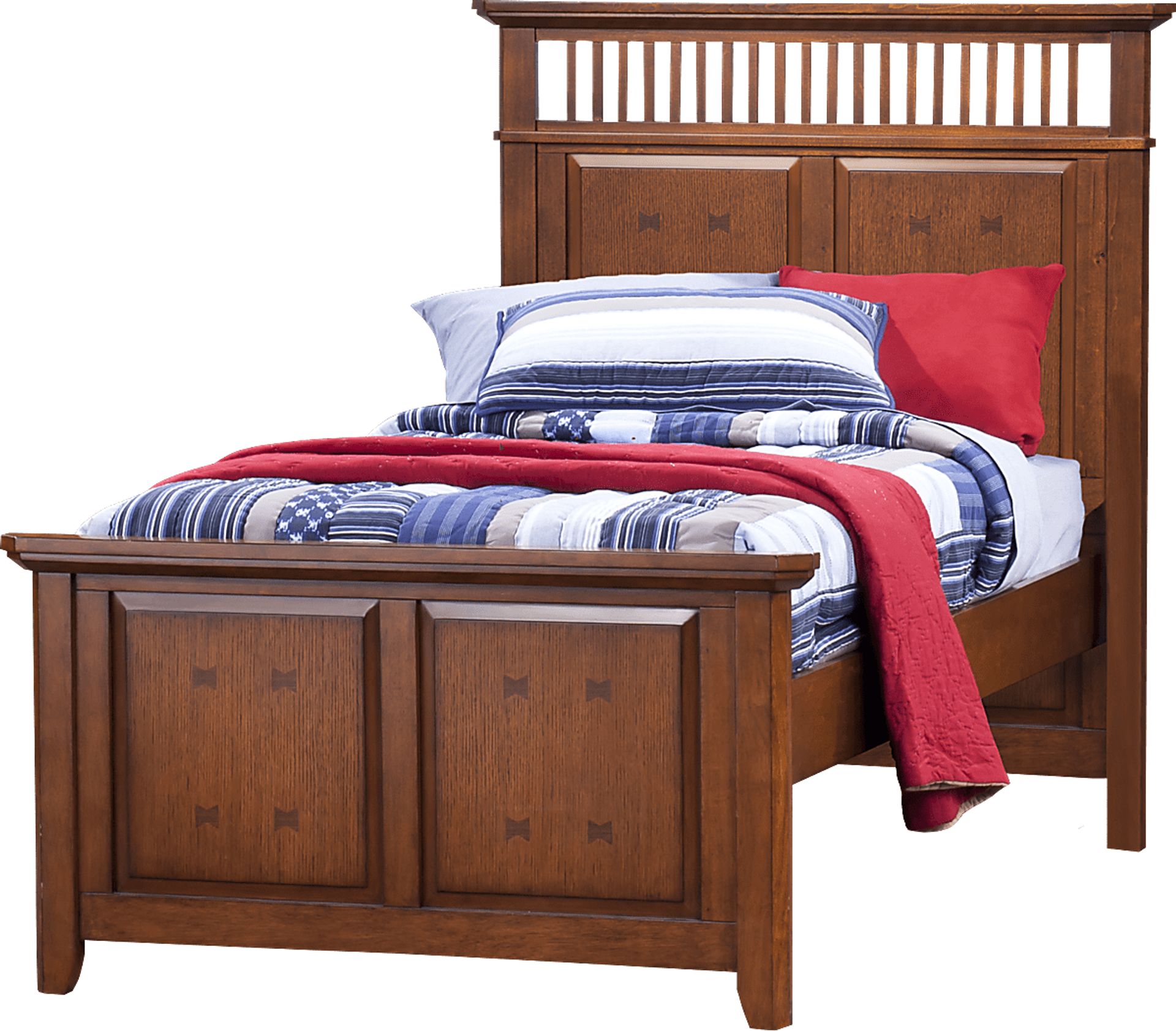 Mission Oak 3 Pc Twin Panel Bed - Image 1