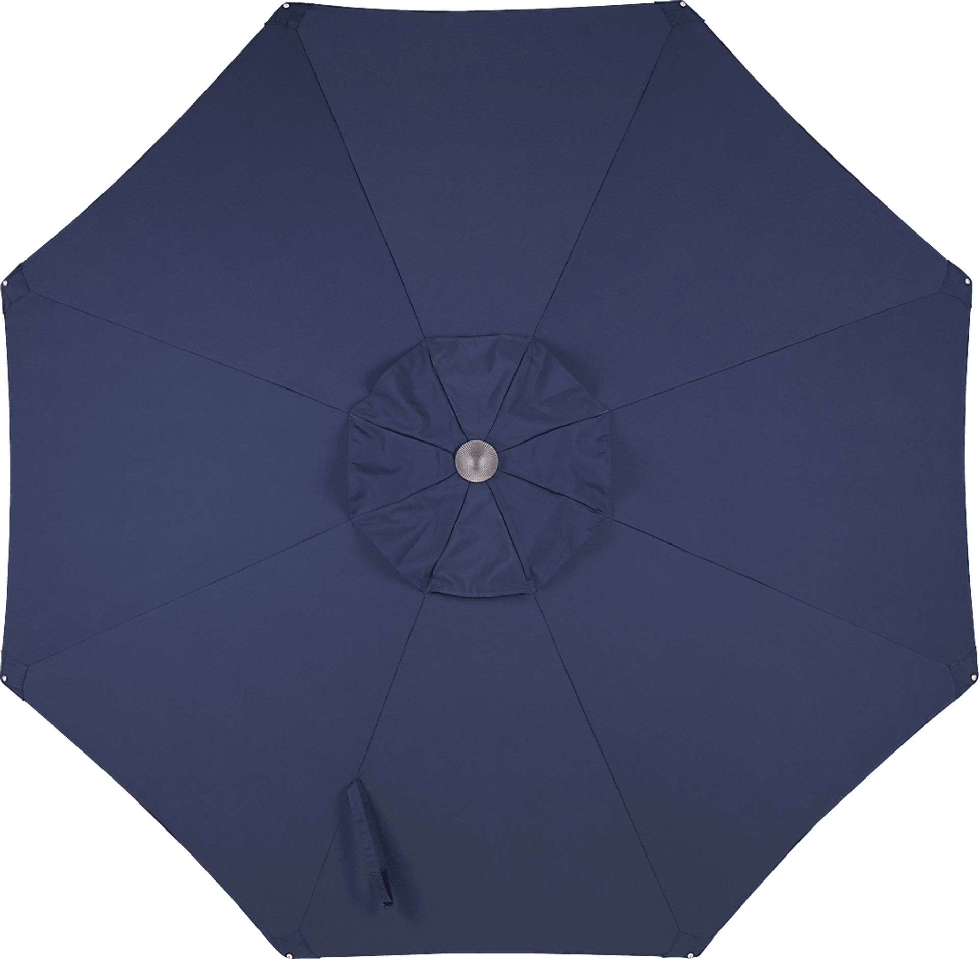 Mission Viejo Natural Finish 9' Octagon Navy Outdoor Umbrella with Drumlin Vega Light - Image 3