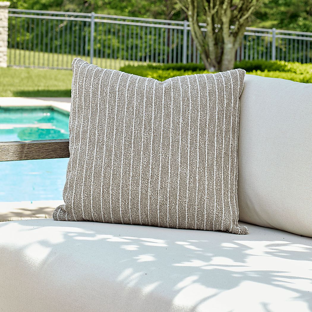 Mivada Taupe Indoor/Outdoor Accent Pillow - Thumbnail 2
